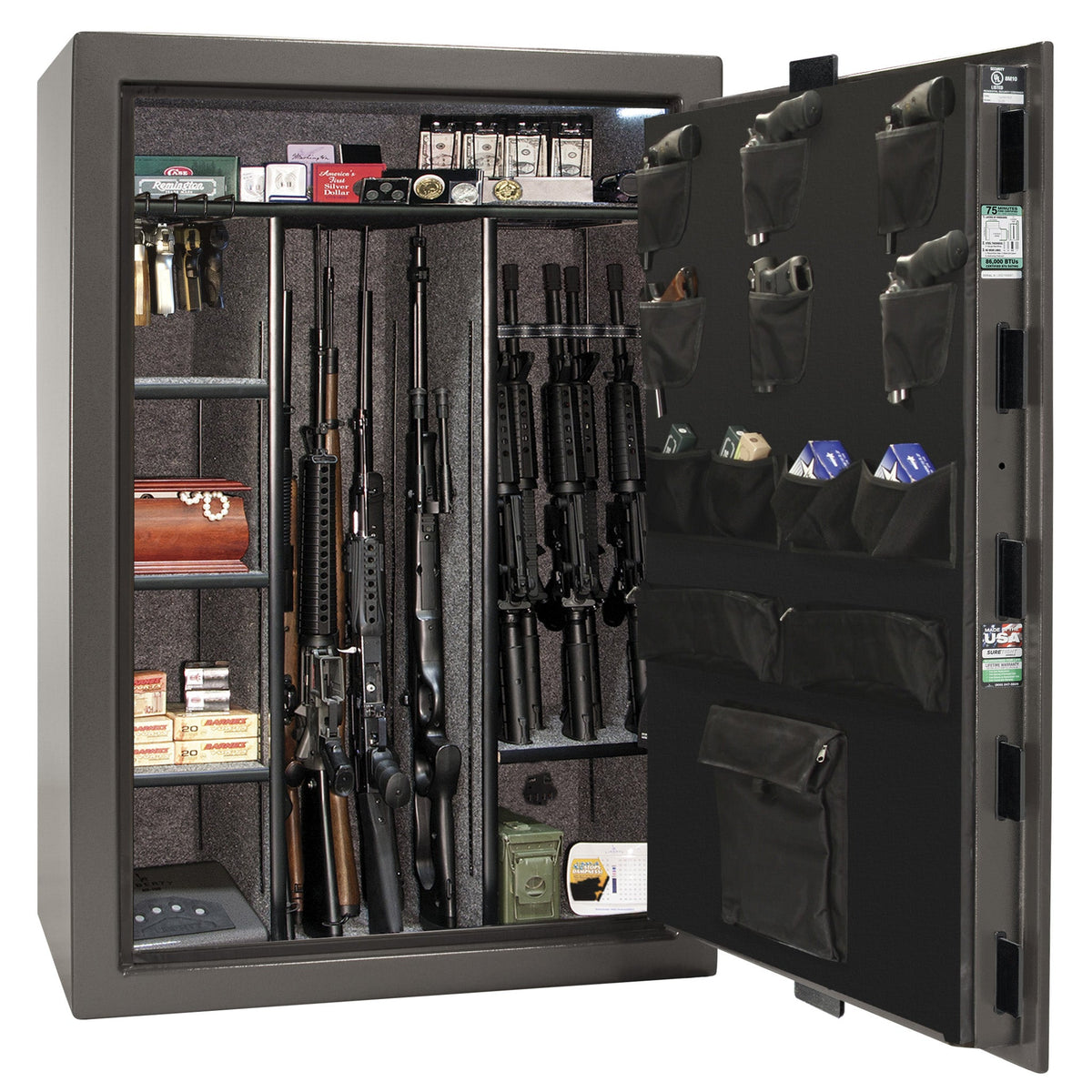 Fatboy Jr. Series | 48XT | Level 4 Security | 75 Minute Fire Protection | Dimensions: 60.5&quot;(H) x 42&quot;(W) x 22&quot;(D) | Up to 48 Long Guns | Gray Marble | Mechanical Lock