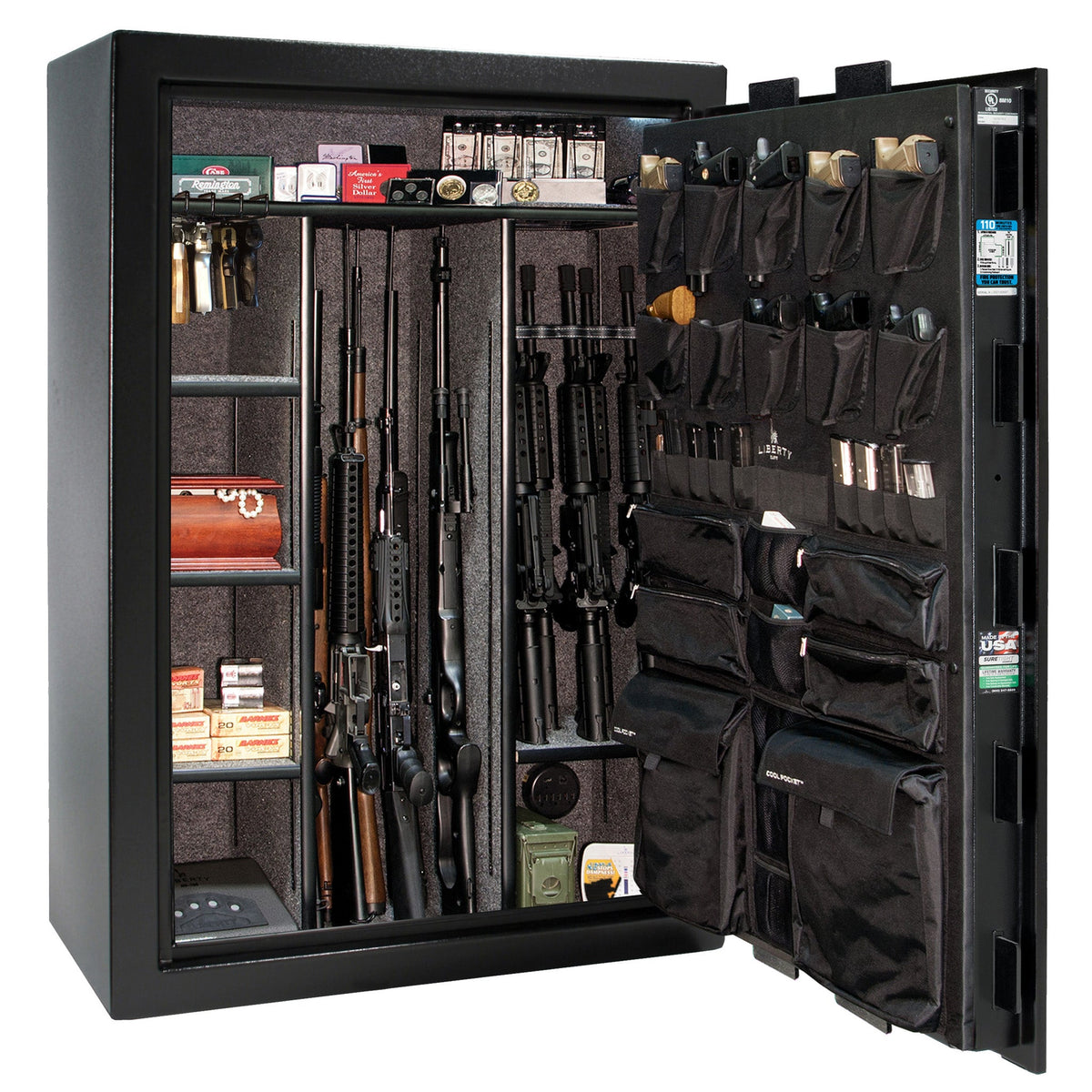 Fatboy Series | 64XT | Level 5 Security | 110 Minute Fire Protection | Dimensions: 60.5&quot;(H) x 42&quot;(W) x 27.5&quot;(D) | Up to 60 Long Guns | Black Textured | Electronic Lock