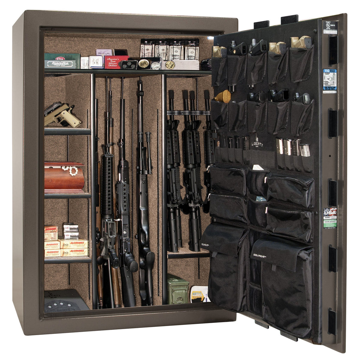 Fatboy Series | 64XT | Level 5 Security | 110 Minute Fire Protection | Dimensions: 60.5&quot;(H) x 42&quot;(W) x 27.5&quot;(D) | Up to 60 Long Guns | Bronze Textured | Mechanical Lock