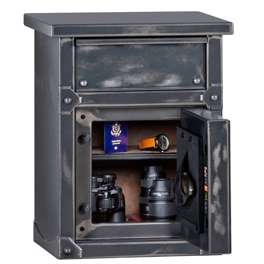 Rhino Metals Longhorn LNX3022 Nightstand-End Table Home Safe, leatherette interior.