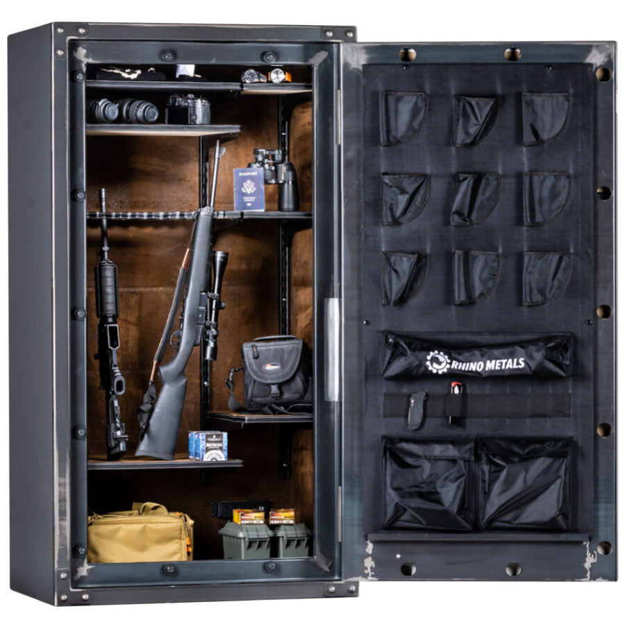 Rhino Strongbox RSX6636 with the Rhino Vector™ Interior in Leatherette with Door Open, 180 degrees.